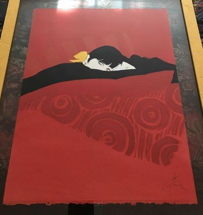 null René GRUAU Sleeping Woman Lithograph N°10/150 and signed lower right 60x65....
