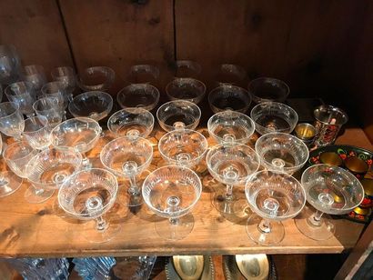 null Serving part of crystal glasses of different models 15 cups, 5 cups, 6 glasses,...