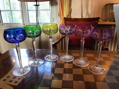 null Part of services of coloured crystal glasses 10 glasses, 6 glasses, 5 glasses...