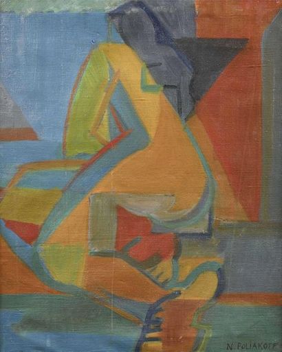 136 Nicolas POLIAKOFF (1899-1976) Nu cubiste...
