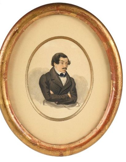 null 51 Poustoroslev-Borodine,Alexandre Petrovitch (?-1850). Aquarelle de forme ovale,...