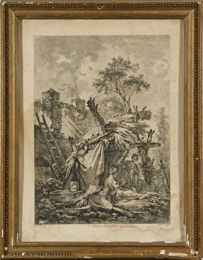 null 175 François BOUCHER after Le repos champêtre Engraving in black by Ryland....