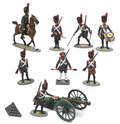 null SMHF : 8 figurines 1er Empire, artillerie de la garde avec leur canon.