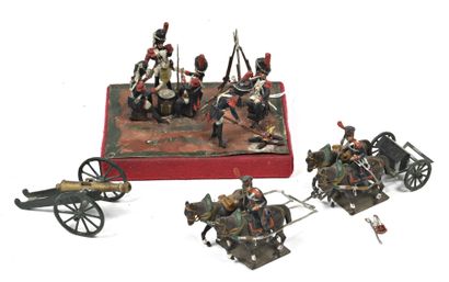 null ALEXANDRE. 5 grenadiers de la garde au bivouac et un train d’artillerie (4 chevaux,...