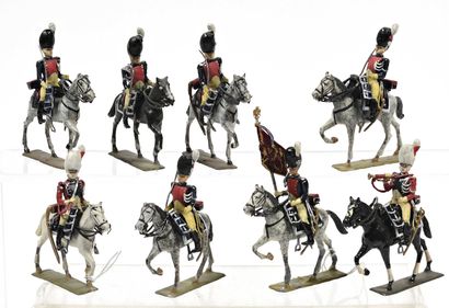null LUCOTTE : 8 cavaliers, gendarmes d’élite 1er Empire.