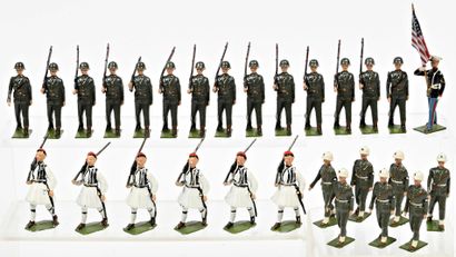 null BRITAINS : ensemble de 23 figurines, soldats américains et 6 soldats grecs.