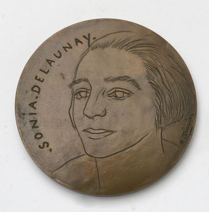 null Kristine TISSIER (1928 - 2010) Médaille en bronze hommage à Sonia DELAUNAY....