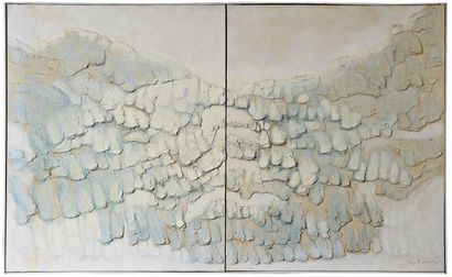 null Kristine TISSIER (1928 - 2010) Sans titre Technique mixte sur toile. Diptyque,...