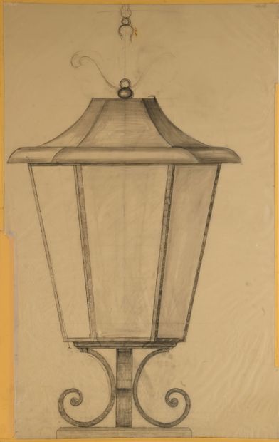 null 161 Gilbert POILLERAT (1902 -1988) Étude pour un lampadaire. Mine de plomb et...