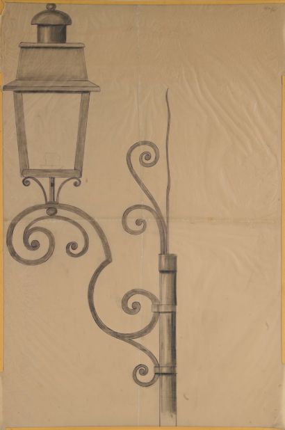 null 160 Gilbert POILLERAT (1902 -1988) Étude pour un lampadaire. Mine de plomb sur...