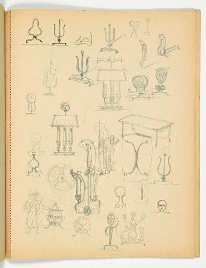 null 158 Gilbert POILLERAT (1902 -1988) Carnet de croquis comprenant dessins d’étude...