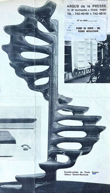 null 
199 Paolo SANTINI (1929 – 2020) Circa 1974. Escalier « Pétales » en fibre de...