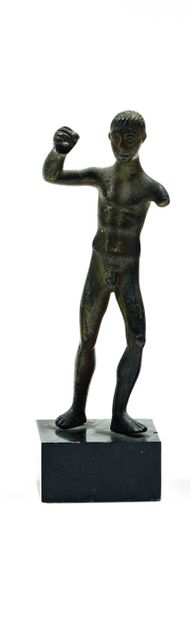 null Statuette représentant Héraclès nu Bronze, lacune du bras gauche, très belle...