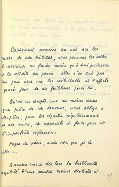 null 60 PONGE Francis. La Fenêtre. Paris, 1952; 1953; reunion of two autograph manuscript...