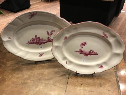 null 92 Niderviller Two oval dishes and an oval tray in earthenware decorated in...