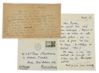 null 62 PONGE Francis. Réunion de trois lettres autographes signées à Pierre Charbonnier...