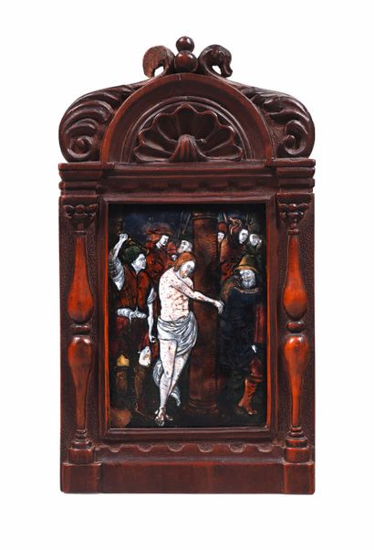 null 220 Miniature on enamel The Flagellation Signed on the back P. Nouailher Early...