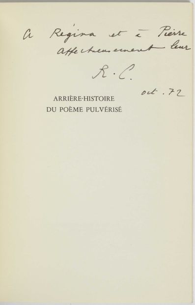 null 76 CHAR René. Arrière-histoire du Poème pulvérisé. Paris, Jean Hugues, 1972;...