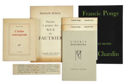 null 84 PONGE Francis. Reunion of 15 volumes or booklets, 5 of which with autograph...