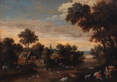 null 7 Martin RYCKAERT (1587- 1631) Paysage de rivière en Flandre et Paysage avec...