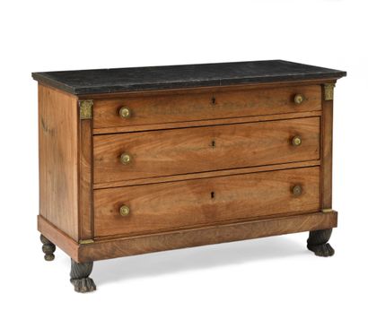 null 280 Mahogany and mahogany veneer chest of drawers opening with three drawers....