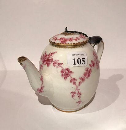 null 105 Sèvres Calabria covered teapot in soft porcelain decorated with garlands...