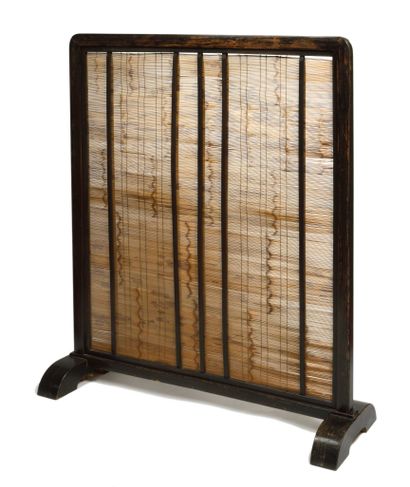 null 207 Blackened wood and weaving single leaf screen. In the taste of the Far ...