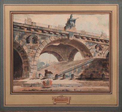 null 5 Attribué à Louis-Jean DESPREZ (Auxerre 1743 - Stockholm 1804) Vue d’un pont...