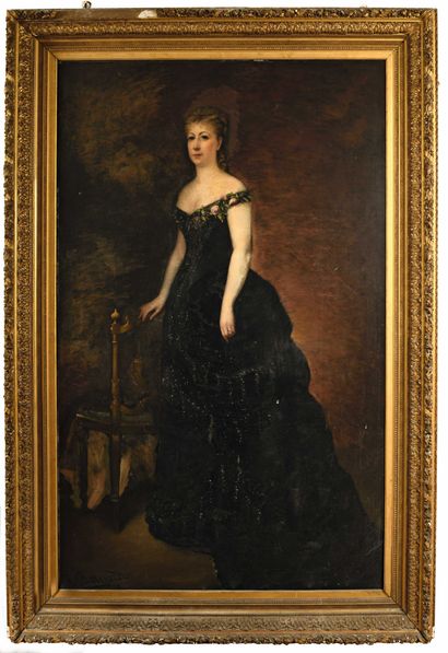 null 32 J BERNARDO, École fin XIXe siècle Portrait de Marie Jalabert d’Uparlac épouse...