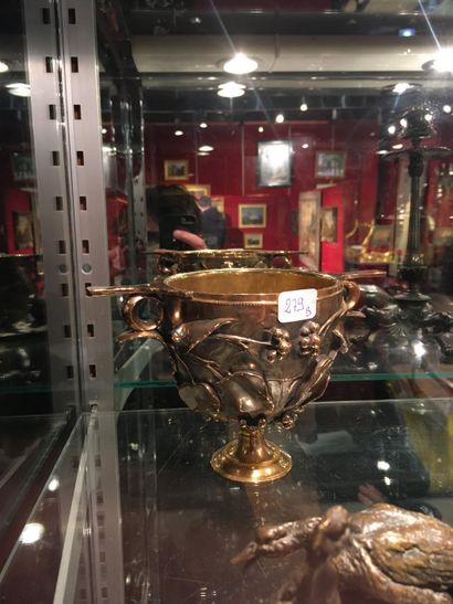 null 
279 BIS Ferdinand BARBEDIENNE (1810-1892) Antique gilt bronze and silver cup...