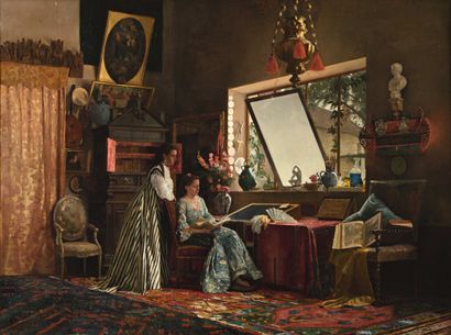 null 35 Abel ORRY (1839-1886) Un atelier à la campagne Huile sur toile. Signée en...