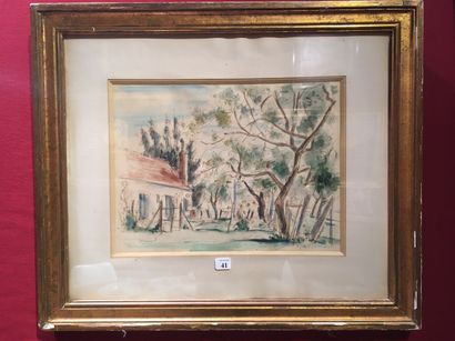 null 41 André DIGNIMONT (1891-1965) The little farm Watercolour on paper. Signed...