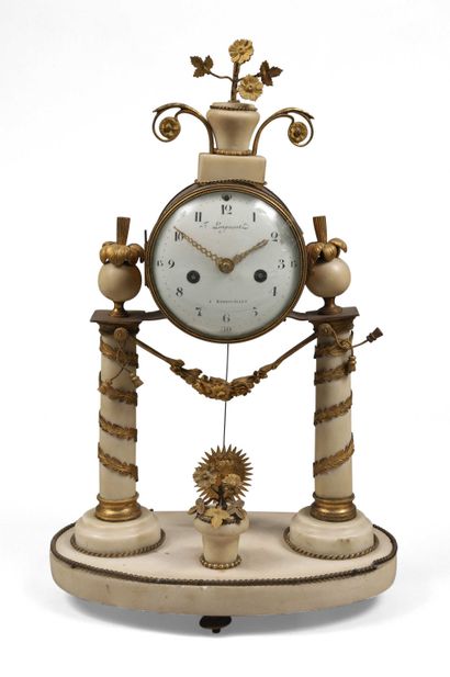 null 228 Marble and gilt bronze portico clock with two columns. Dial by Loupmont...