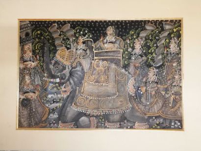 null ARTISTE INCONNU Orient Peinture sur soie. 44 x 65 cm