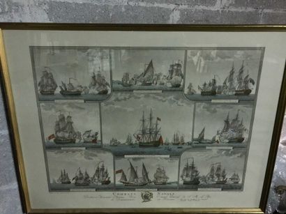 null 101 Deux lithographies en couleurs « combats navals »