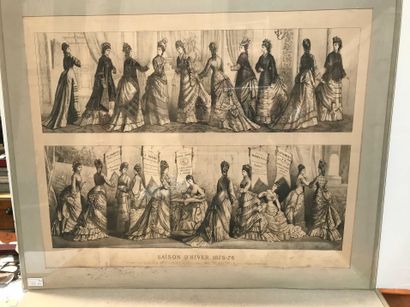 null Ref: 123 Two large lithographs, women's fashion, winter seasons 1874/1875/1...