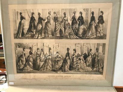 null Ref: 123 Deux grandes lithographies, mode féminine, saisons d’hiver 1874/18...