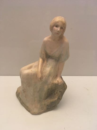 null LACHENAL - Woman sitting on a rock - Ceramic (accidents and restorations)