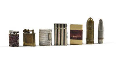 null Lot of 7 lighters including a Dupont and an Yves Saint Laurent