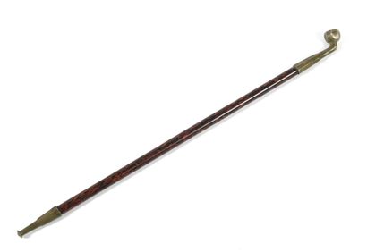 null Wood and silver plated bronze long pipe. Japan, Meiji period. Length : 39cm