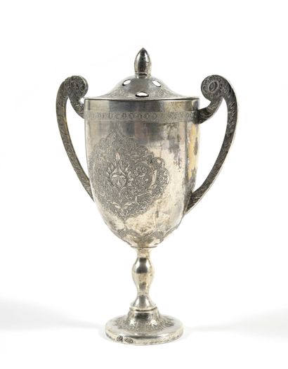 null Silver spoon holder. Persia around 1900. Height : 16cm
