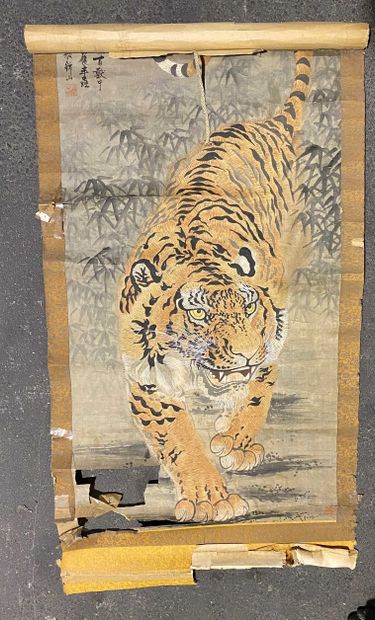 null 275 Rouleau japonais "Tigre" Epoque Edo (acc)