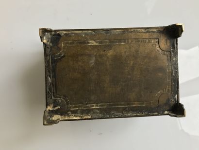 null Brass box engraved with dragons and characters

Marked CAMBRAI