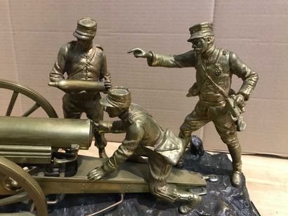 null 162 Georges OMERTH (1895-1925) The soldiers with the cannon Bronze, signed lower...