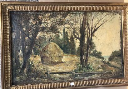 null 61 Early 20th century French school The haystack Oil on canvas, unsigned. 43...