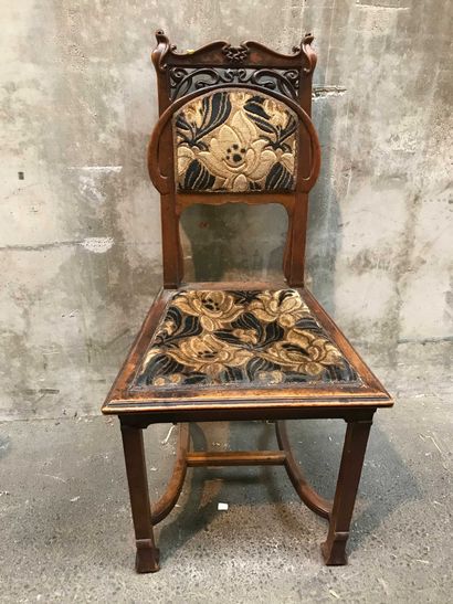 null Paire de chaises en bois naturel style art Nouveau. Haut :92cm - Chaise en bois...
