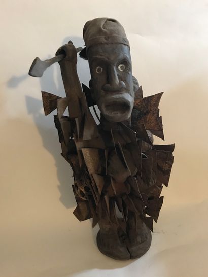 null Sculpture africaine bois et métal haut : 45cm