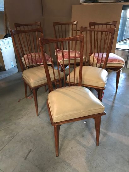null Suite de 6 chaises à barreaux en bois naturel style Travail Scandinave