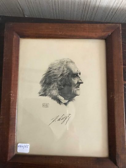 null Lithographie en noir portrait de Litz 22.5x17cm Gravure en noir « Chopin » signée...