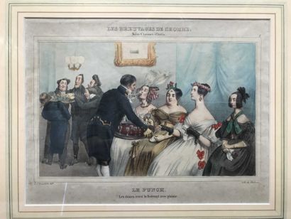 null After J J GRANDVILLE The Punch Lithograph in colors n°283 [LOT STOCKE CHEZ ESI,...